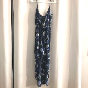 Spaghetti strap floral blue dress